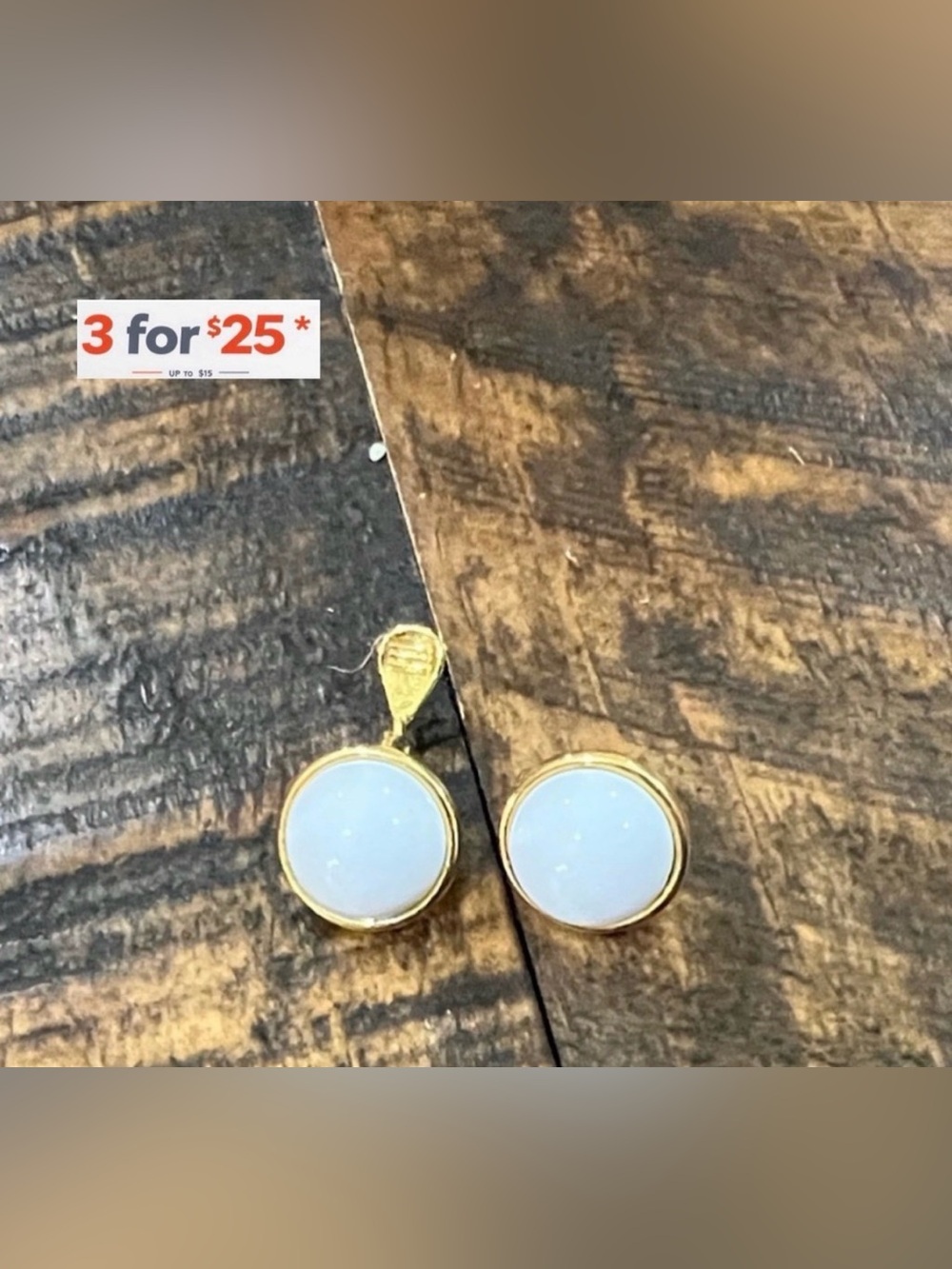Monet Clip Gold and White Round Earrings